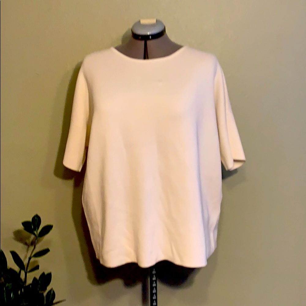 NWT Eileen Fisher Bone Short Sleeve Sweater
